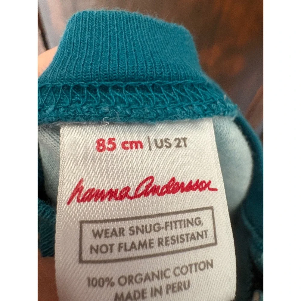 Hanna Andersson 2T Santa Sleigh Reindeer Organic Cotton Christmas Pajamas Teal
